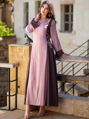 15046 Gorgeous Pink-Brown Abaya Dress – Delicate Bead Embellishments, Shine Brightly Even in Daily Outings