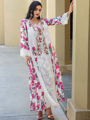 15065 Middle Eastern robe, hand-sewn diamond Dubai Arabian print robe dress