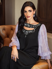 15014 high-end glass-inlaid diamond women's clothing splicing chiffon lantern sleeve A-shaped long dress