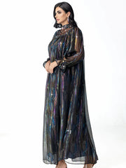 15125 Fashion Symphony smudged semi-turtleneck hand-sewn crystal yarn swing skirt