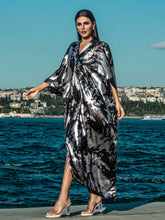 15095 Luxurious Black-Silver Abaya Gown! Shiny Tie-Dye Fabric & Loose Fit, Exuding Grand Aura