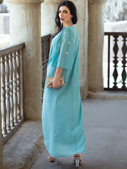 15079 Middle East seven-point flared sleeve women's dress new robe