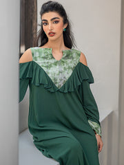 15058 new abaya middle east arabic dress long dress ruffle edge off-the-shoulder long dress