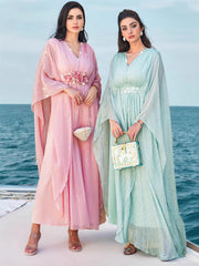 15037 new mint green hand-sewn bead robe fashion temperament travel photo dress