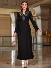 Black Rhinestone Stand-Collar Dress
