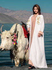 15198 Reversible Gradient Open Abaya Elegant Long-Sleeve Modest Cardigan