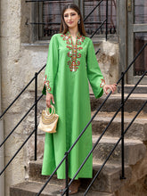 15004 New High-end Rice Bead Embroidery Fashion Dress Abaya Spot Robe Dress