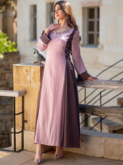 15046 Gorgeous Pink-Brown Abaya Dress – Delicate Bead Embellishments, Shine Brightly Even in Daily Outings