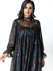 15125 Fashion Symphony smudged semi-turtleneck hand-sewn crystal yarn swing skirt