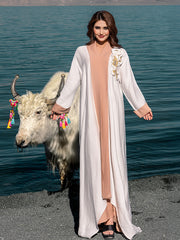 15198 Reversible Gradient Open Abaya Elegant Long-Sleeve Modest Cardigan