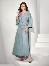 Dusty Blue Rhinestone Maxi Dress