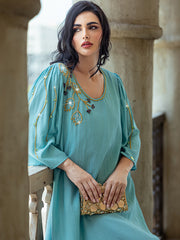 15079 Middle East seven-point flared sleeve women's dress new robe