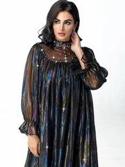 15125 Fashion Symphony smudged semi-turtleneck hand-sewn crystal yarn swing skirt