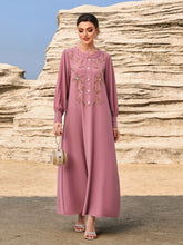 Lilac Embroidered Long-Sleeve Evening Gown