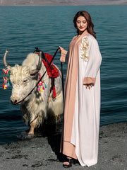 15198 Reversible Gradient Open Abaya Elegant Long-Sleeve Modest Cardigan