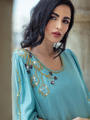 15079 Middle East seven-point flared sleeve women's dress new robe