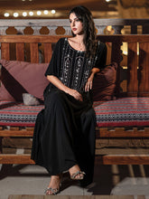 Black Rhinestone-Front Maxi Dress