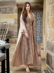 15031 khaki two-piece flowing long-sleeved cardigan robe women's clothing