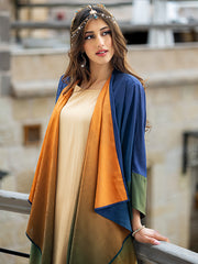 15034 two sides wear gradual change satin jacquard cardigan jacket party travel temperament robe