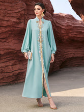Mint Green Rhinestone-Trim Maxi Dress