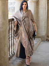 15080 Middle Eastern Style Metallic Brown Loose Fit Maxi Dress - Elegant Flowing Abaya Gown