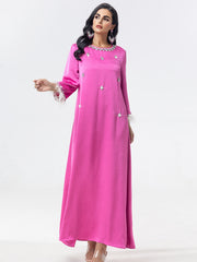 15090 light luxury satin bead splicing feather explosion small fragrant dress thin robe