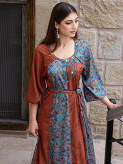 15012 Daily Premium Abaya Maxi Dress | Color-Block Collision & Bead Embellishments, Effortlessly Master Abaya Fashion Wear