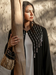 4083 Hand-Swen Bead Embellshments Rhinestone Long Abaya, Elegant Rmantic Glamorous Vacation Fantasy Long Sleeve