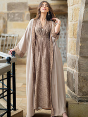 15031 khaki two-piece flowing long-sleeved cardigan robe women's clothing