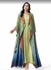 15071 Reversible Gradient Open Abaya Elegant Long-Sleeve Modest Cardigan with Dual-Sided Wear and Ombre Design