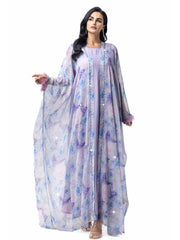 15119 Hand-Swen Bead Embellishments Rhinestone Long Abaya, Elegant Modest Vacation, Long Sleeve,Kimono Sleeve, Tie Dye, Cardigan Collar,