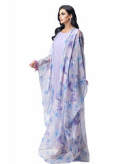 15119 Hand-Swen Bead Embellishments Rhinestone Long Abaya, Elegant Modest Vacation, Long Sleeve,Kimono Sleeve, Tie Dye, Cardigan Collar,