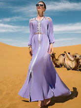 Lavender Silver-Beaded Evening Gown