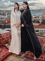 15112 White two-piece Arabian robe, Middle Eastern kaftan fashion hand-sewn diamond dress skirt