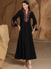 15004 New High-end Rice Bead Embroidery Fashion Dress Abaya Spot Robe Dress