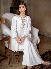15009 Middle East hand-sewn diamond robe new long dress elegant long-sleeved dress evening dress