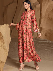 15017 New Rose Manor 3D Printed Dress Middle East Women's Spot Robe