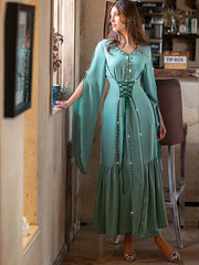 15039 Middle Eastern Apparel Fashion Robe abaya Sewn Diamond Women's Evening Dress