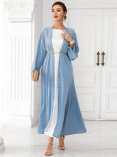 Blue Rhinestone Open Abaya