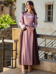 15046 Gorgeous Pink-Brown Abaya Dress – Delicate Bead Embellishments, Shine Brightly Even in Daily Outings