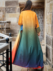 15034 two sides wear gradual change satin jacquard cardigan jacket party travel temperament robe