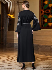 3006 Modern Black-Turquoise Color-Block Abaya Dress | Unique Tailoring & Beaded Details, Lead Fashion Trends
