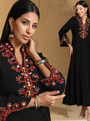 15004 New High-end Rice Bead Embroidery Fashion Dress Abaya Spot Robe Dress