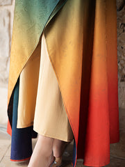 15034 two sides wear gradual change satin jacquard cardigan jacket party travel temperament robe