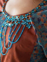 15012 Daily Premium Abaya Maxi Dress | Color-Block Collision & Bead Embellishments, Effortlessly Master Abaya Fashion Wear