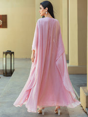 15038 new cherry blossom powder hand-sewn three-dimensional flower robe fashion temperament travel photo dress