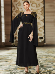 BA3169 Super Long Sleeve Shoulder Seam Diamond Dress