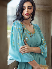 15079 Middle East seven-point flared sleeve women's dress new robe