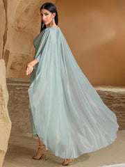 15037 new mint green hand-sewn bead robe fashion temperament travel photo dress
