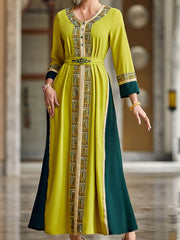 4009 Hand-Swen Bead Embellshments Rhinestone Long Abaya,  Elegant Modest Rmantic Glamorous Vacation Fantasy  Long Sleeve